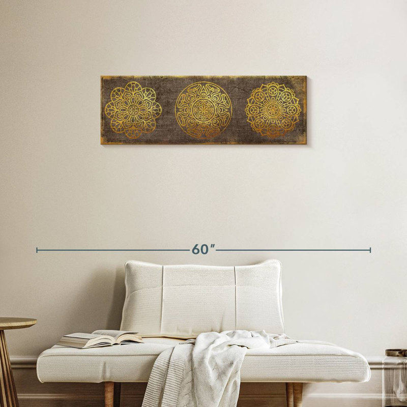 Impression sur toile Golden Mandalas, H 36 po x l 12 po x P 1,25 po
