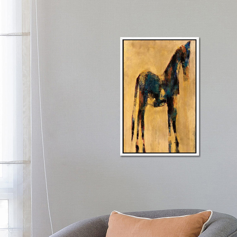 Indigo - Painting on Canvas, 66.04 cm H x 45.72 cm W, White Framed