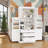 Extra Tall Freestanding Pantry Cabinet Shaker Style Storage With Wine Racks-614414744