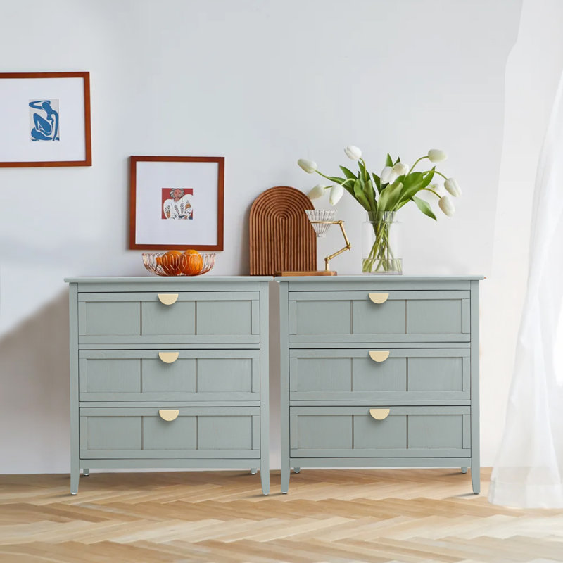 Commode 3 tiroirs Junious, Vert clair
