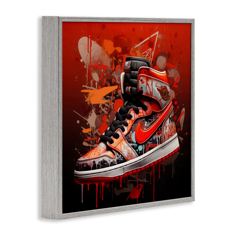 Giclée encadrée Shades Of Red Sneaker, design par Creative Studio, H 24 po x l 24 po, Estampe numérique Farmhouse