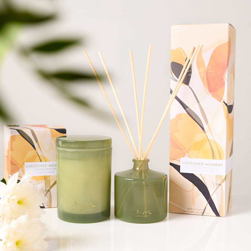 Scented Jar Candle with Glass Holder, Green