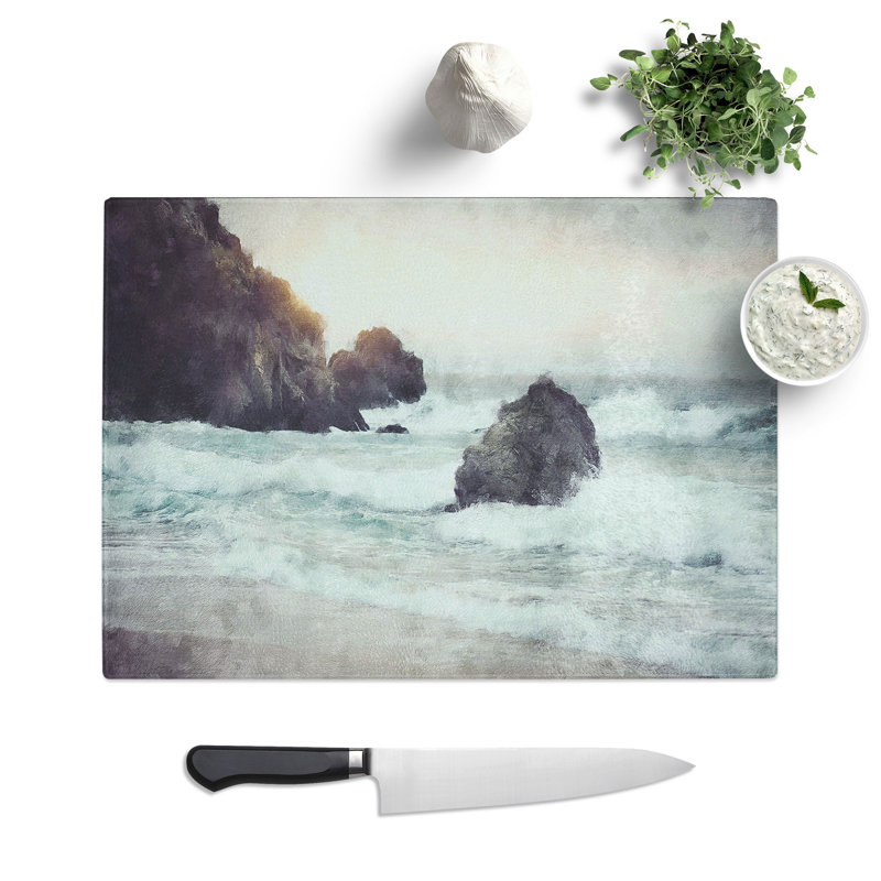 Beach Seascape Painting Chopping Board, 0.4cm H x 20cm W x 29cm L