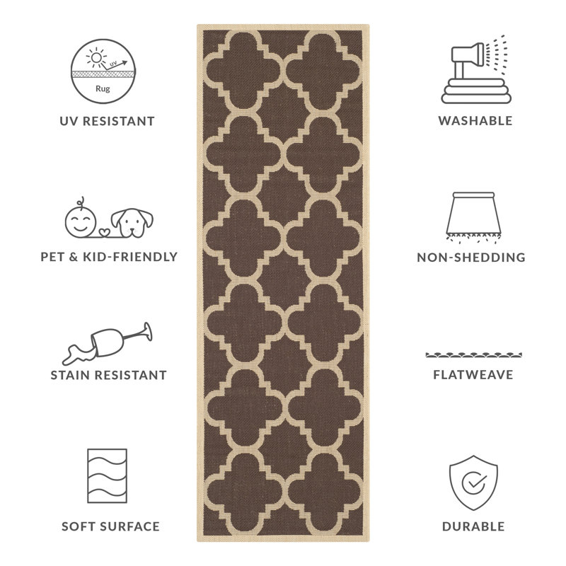 Courtyard Performance Geometric Indoor/Outdoor Area Rug, Runner 2'3" x 6'7"