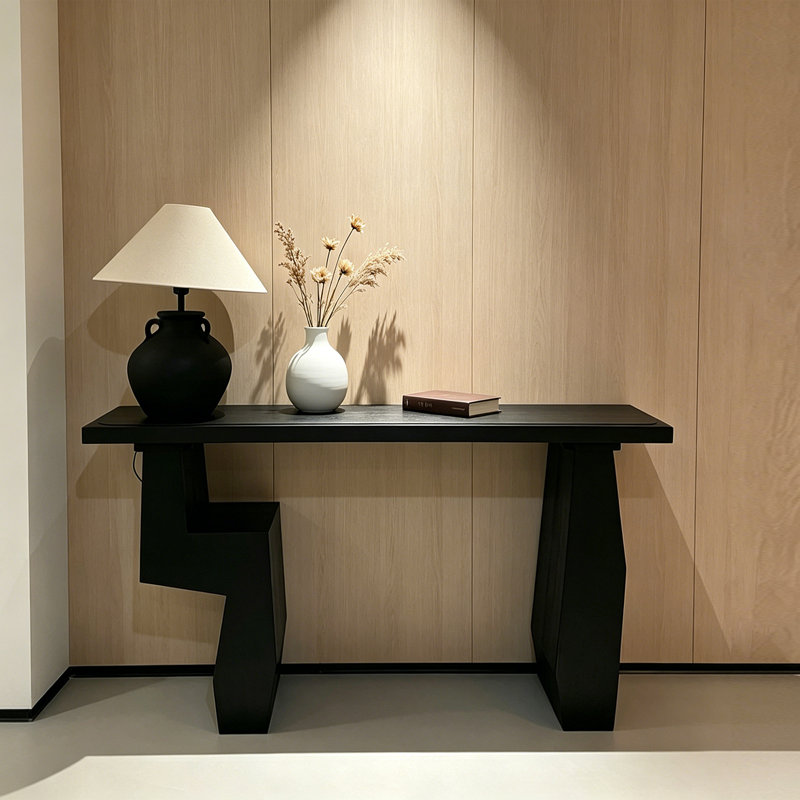 Console Mid-Century moderne en bois massif, 31.5" H x 51.2" W x 15" D