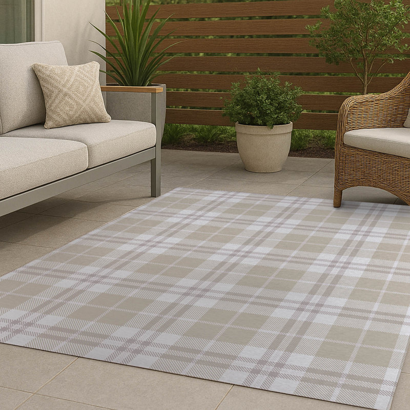 Tartan Block Non-Slip Outdoor Rug, Rectangle 2' x 3'