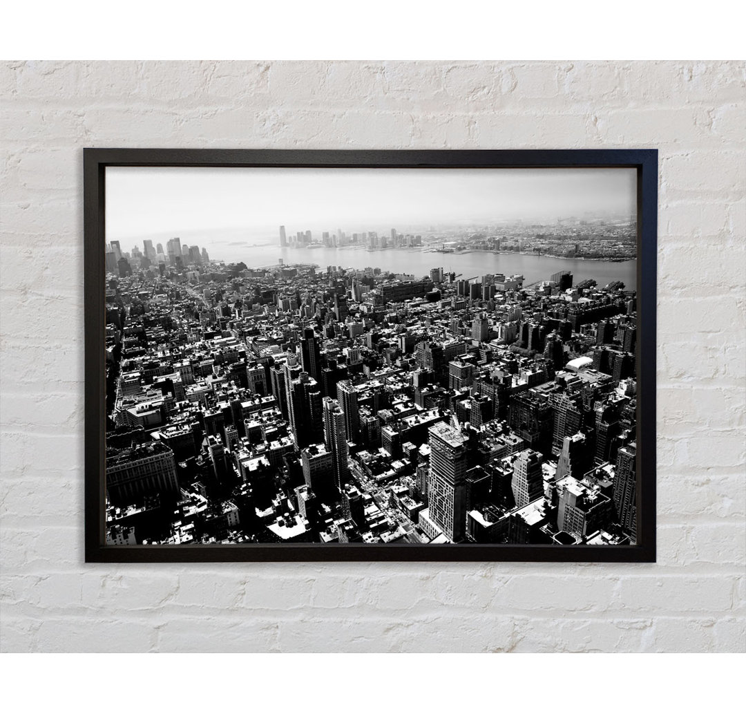 Chicago Arial View B N W - Single Picture Frame Kunstdrucke auf Leinwand