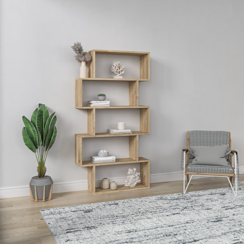 Musser Geometric Bookcase, Oak