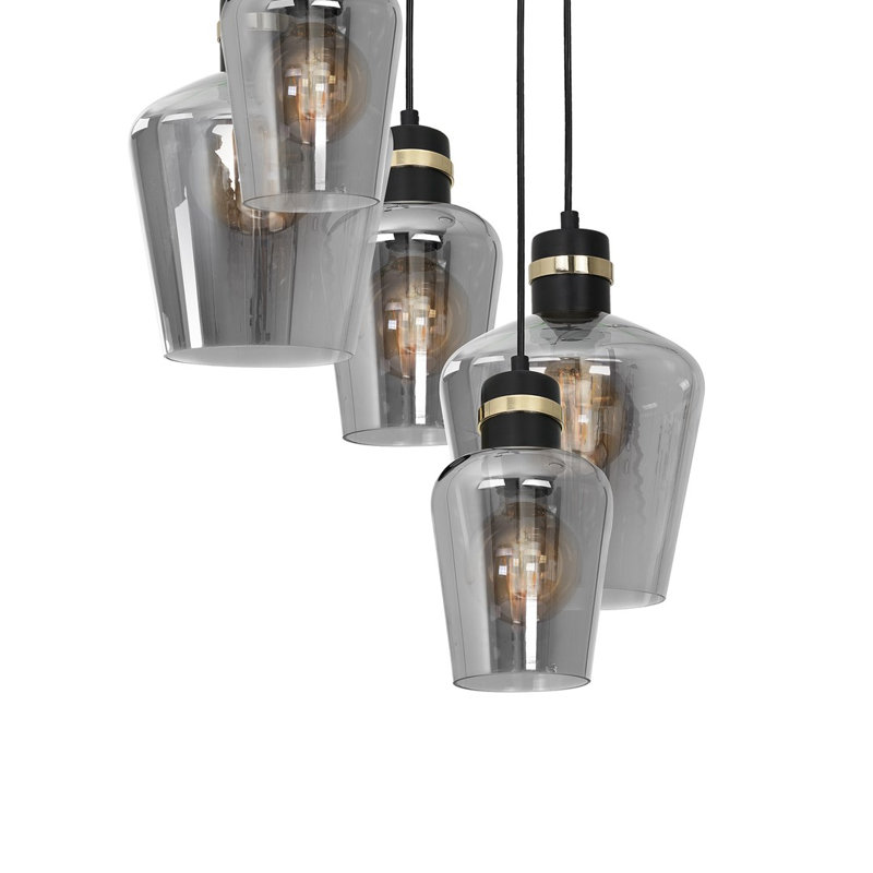 Vanburen 5 - Light Black/Gold Cluster Pendant