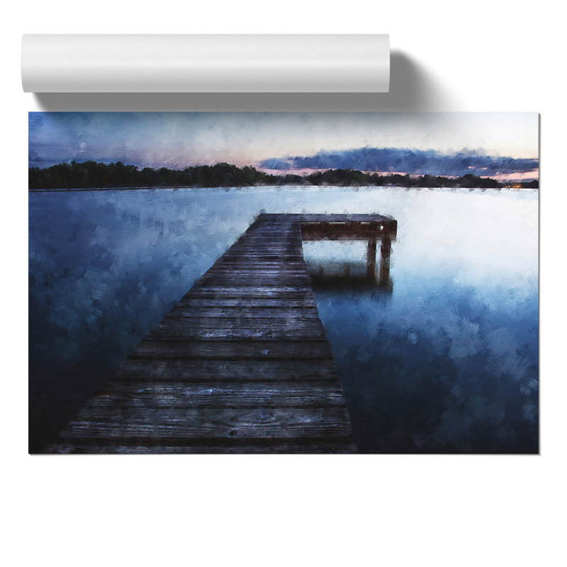 Lake Jetty Painting - Frameless Print, 30cm H x 42cm W x 0.1cm D