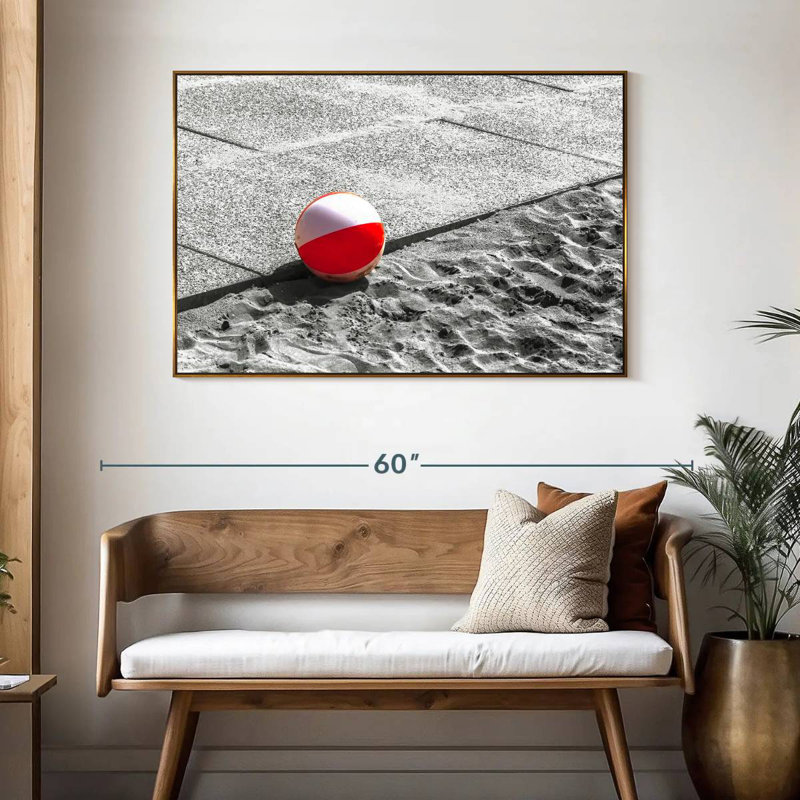 Summer Beach Ball Pop, 46" X 31", Floating Frame Gold