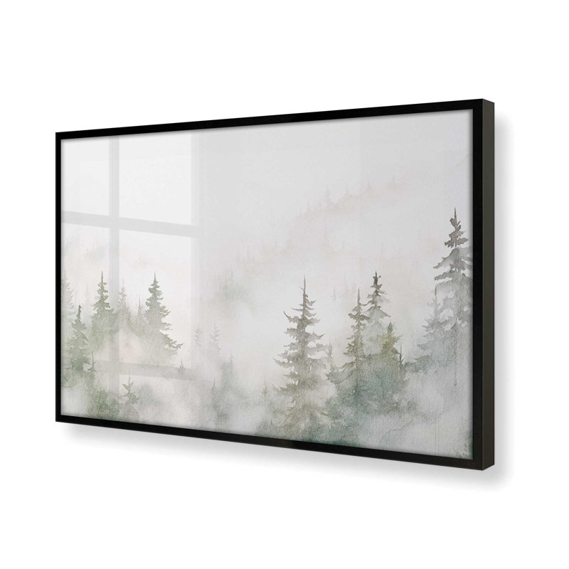 Misty Forest Scene, reproduction dans un cadre, Noir satiné, H 25,25 po x l 37,25 po