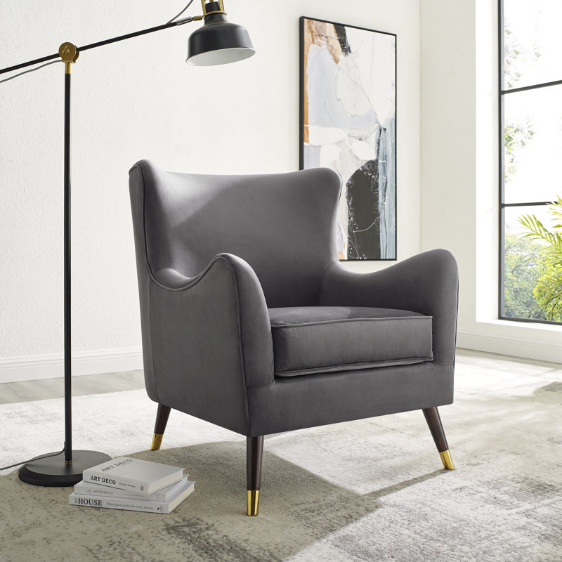 Velvet Armchair, Feather Grey
