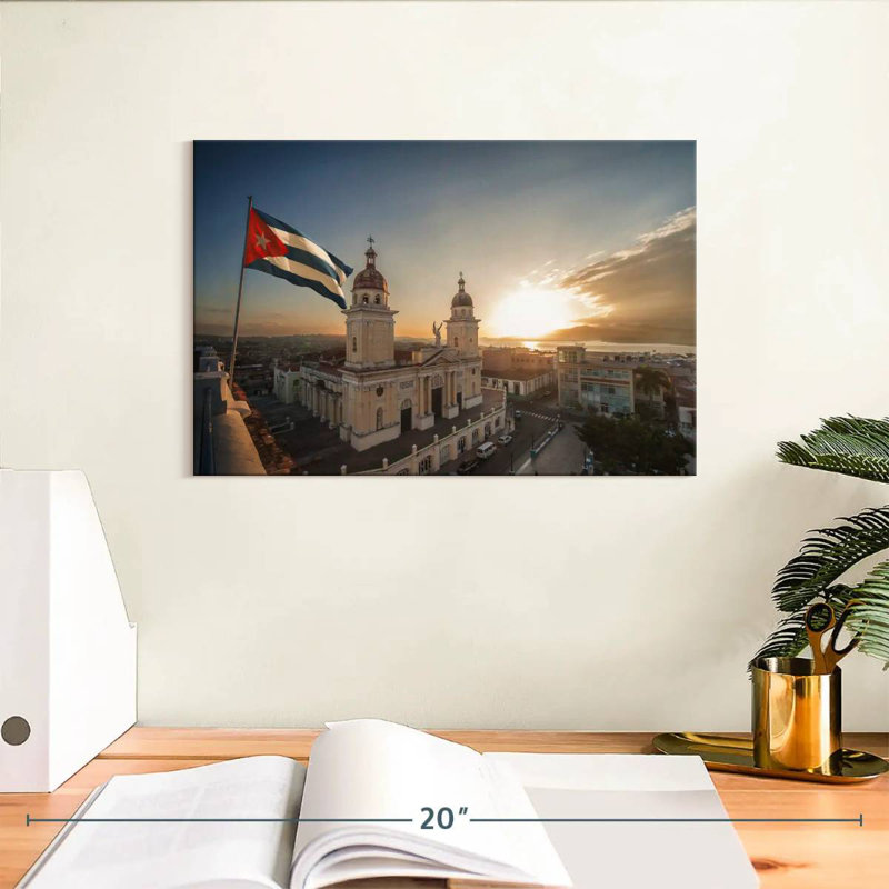 Cathédrale cubaine de Kavia au coucher du soleil, H 8 po x l 12 po