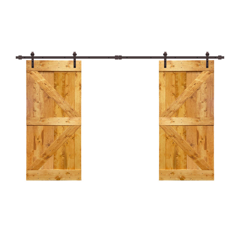 Porte de grange à panneaux et en métal avec trousse de quincaillerie d'installation, Érable colonial, 30 po x 84 po