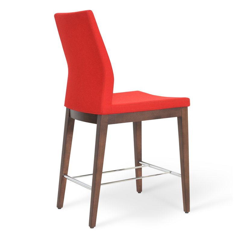 Pasha 29" Bar Stool, Walnut, Dark Gray