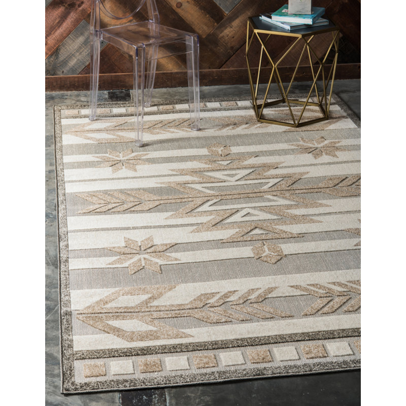 El Reno Geometric Indoor / Outdoor Rug, Rectangle 9' x 12'