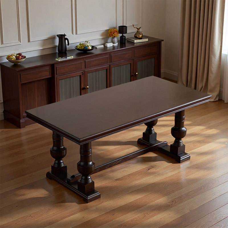 Table de salle à manger rétro et élégante en bois massif, 30.7"H x 78.74"L x 35.43"W
