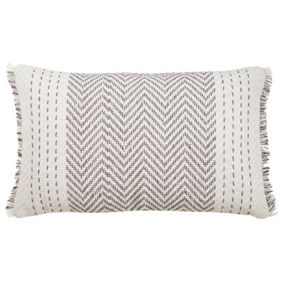 Housse de coussin décoratif moderne 100% coton Kantha Stitch Design 14 X 23 pouces, gris