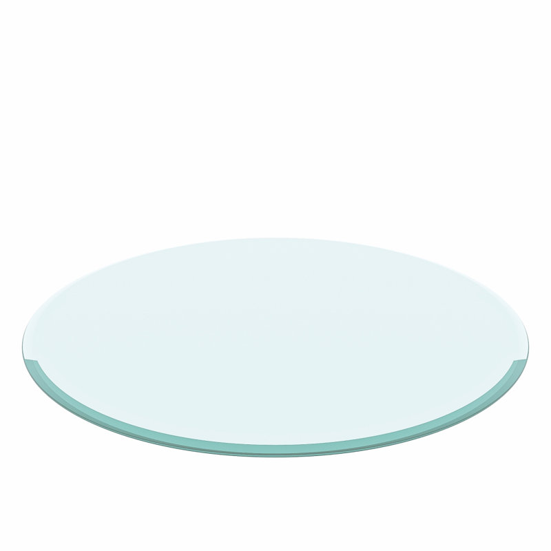 Plateau de table rond en verre trempé transparent de 32 pouces, 1/2 bord biseauté épais, surface lisse et résistante aux chocs, parfait pour les tables de patio de bureau avec une finition polie brillante, idéal pour une réunion de famille
