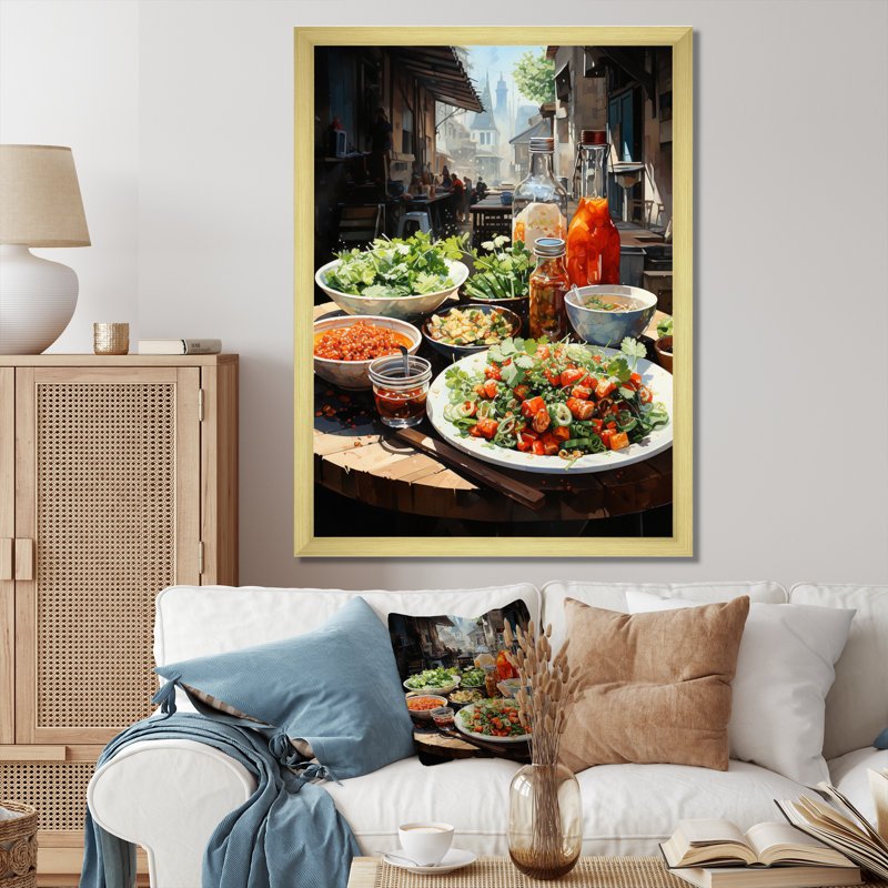 Vietnam Vietnamese Street Food sur impression sur toile, Cadre photo doré simple, H 32 po x l 16 po x P 1 po