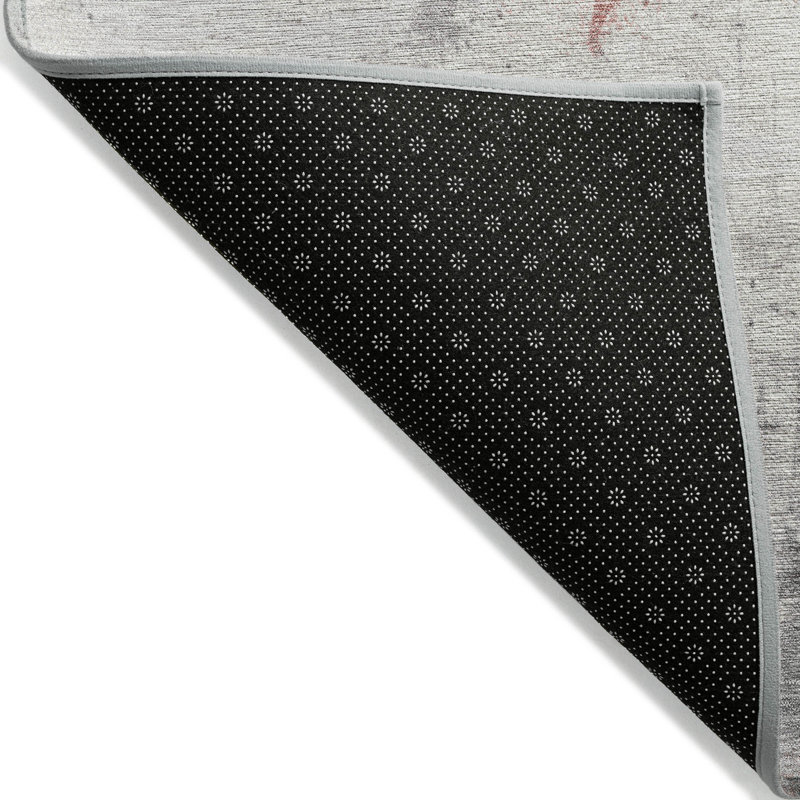 Tapis extérieur lavable abstrait corail et gris 5 pi x 8 pi