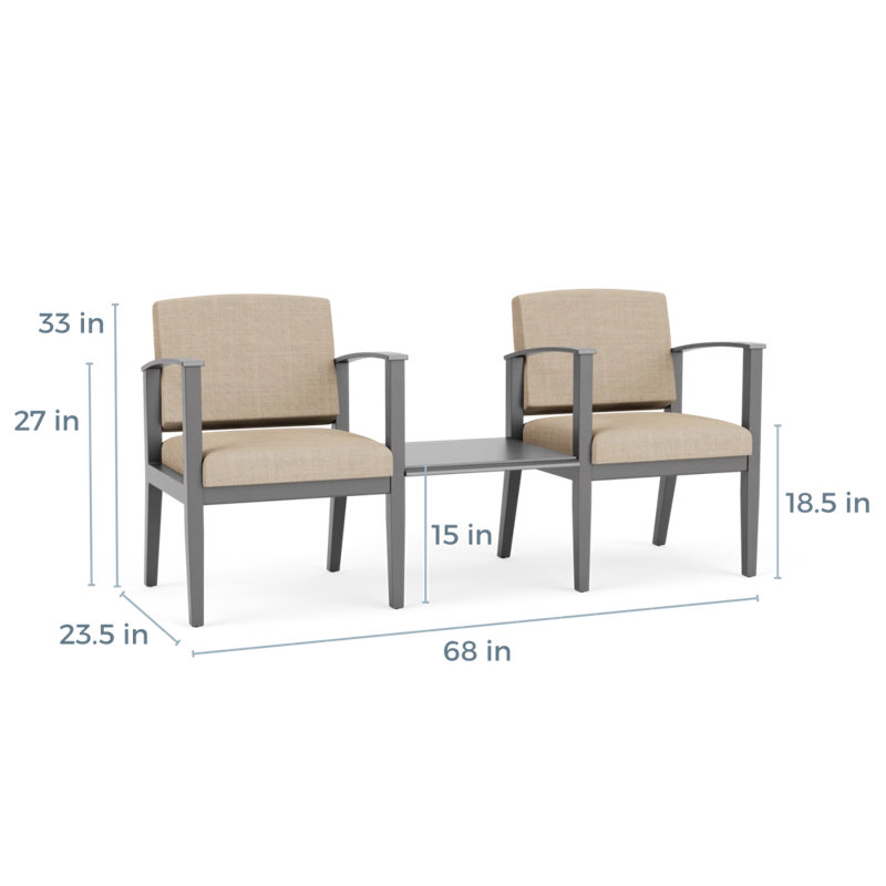 Structure en bois tandem 2 places avec table centrale Amherst, Chambray calcaire, Étain