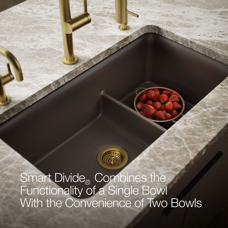 Cairn Smart Divide 33-1/2" Undermount Kitchen Sink, Brown