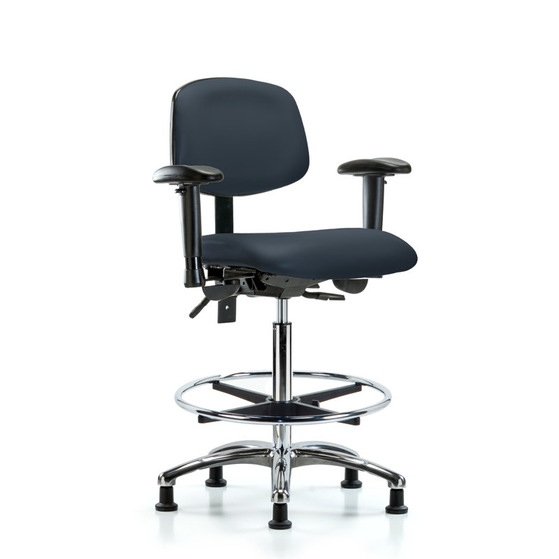 Anna Vinyl Drafting Chair, Glides, Imperial Blue, Not Included