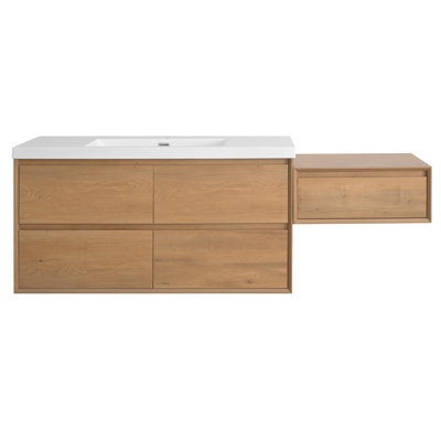 Ensemble de meuble-lavabo mural 72 po avec lavabo en résine et armoire de rangement pour maquillage