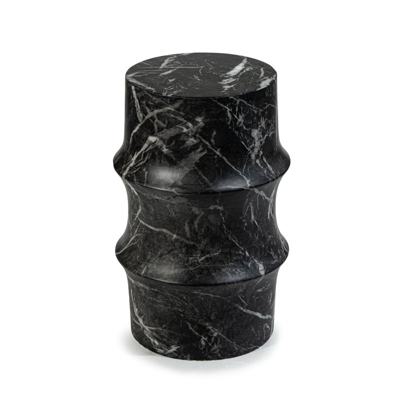 Table d'appoint d'extérieur sculptée en fausse pierre, Noir