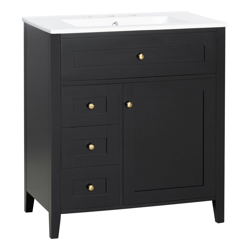 Meuble-lavabo de 30 pouces avec lavabo, Noir