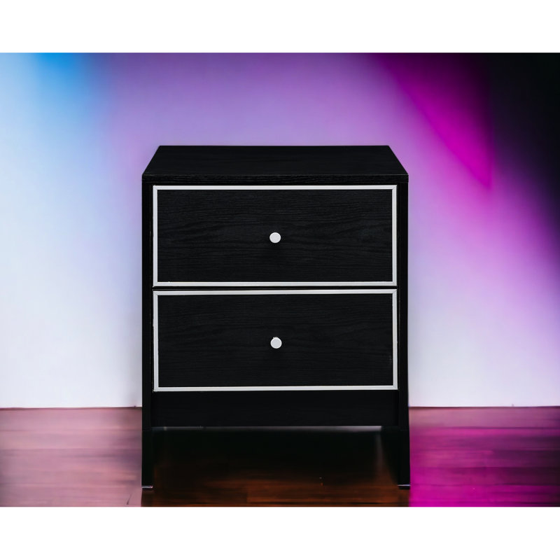 Stylish Black & Silver Accent Table With Generous Internal Storage Space Practical Solutions