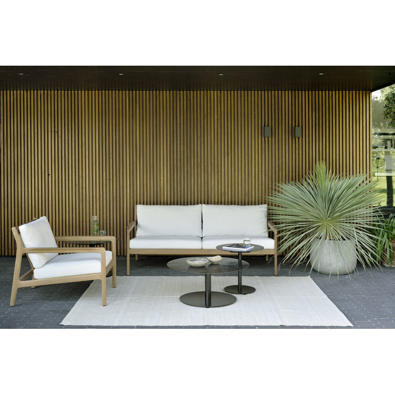 Jack Outdoor Teak Lounge Chair, Brown/Off White