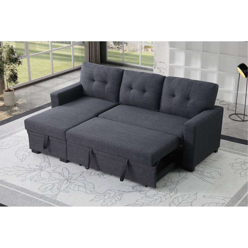 Storage Sofa: Cotton Linen & Fibre Foam Combo, Dark Grey Cotton Linen
