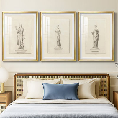 Vintage Sketch CXIII  -Custom Framed  Premium Print W Matt - 3 Pieces