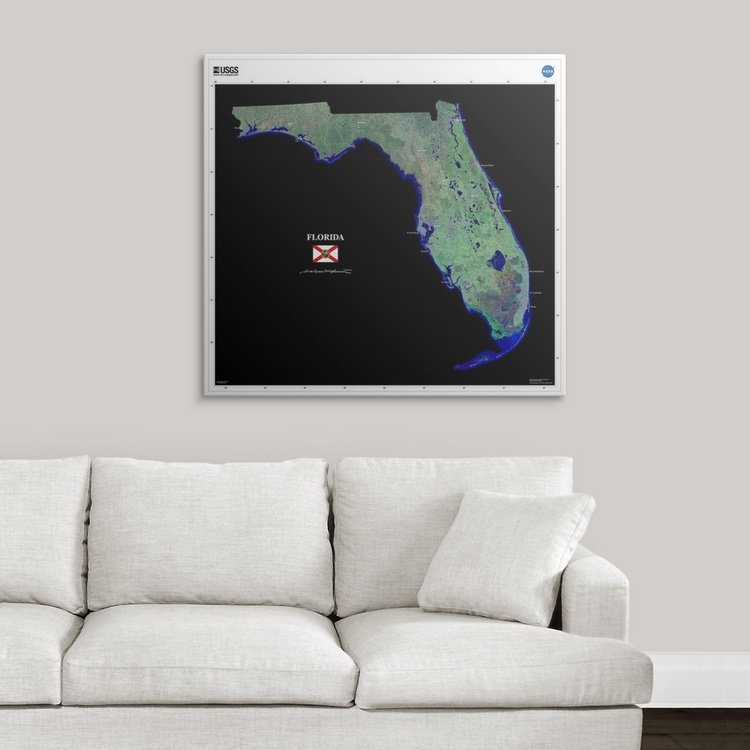« floride-usg state mosaic », impression, H 36 po x H 36 po x P 1,25 po, Toile