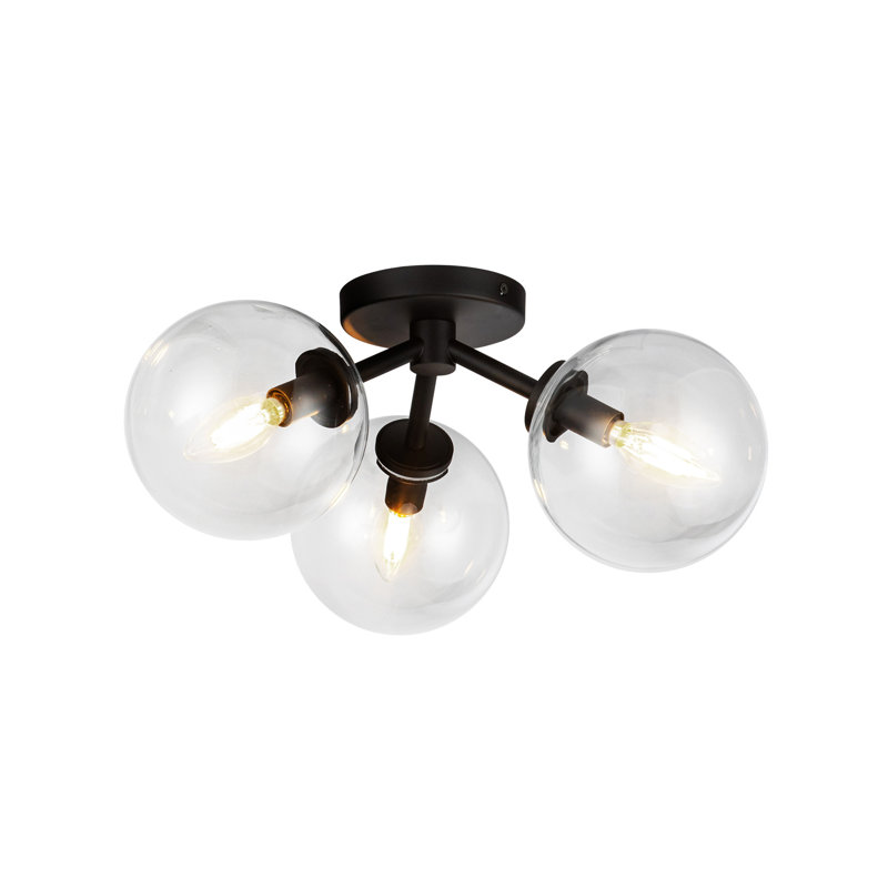 Plafonnier semi-encastré en verre Cassia, Noir mat