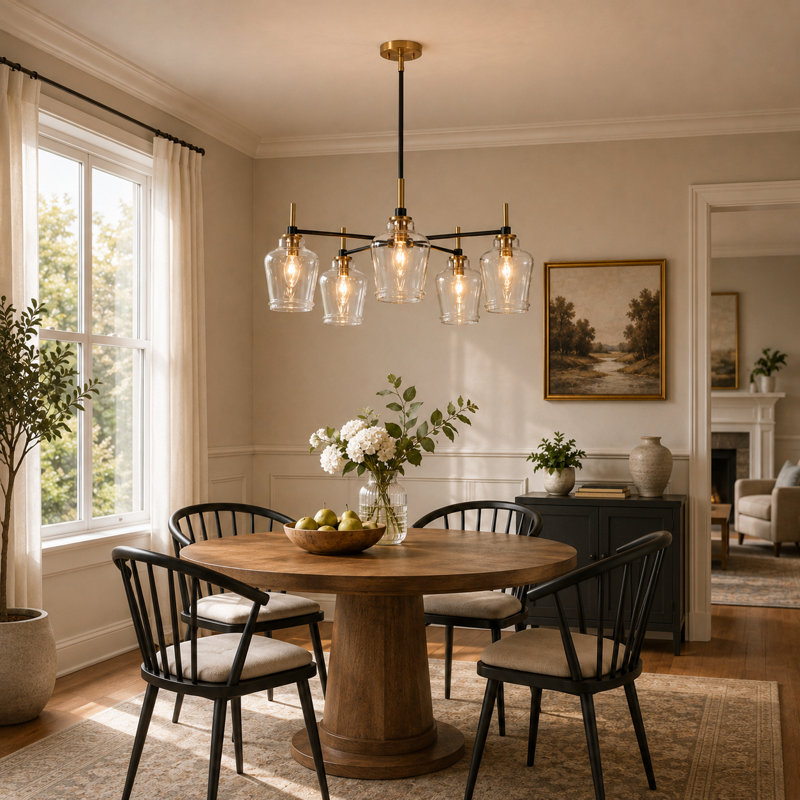 5-Light Wagon Wheel Shaded Chandelier, 5