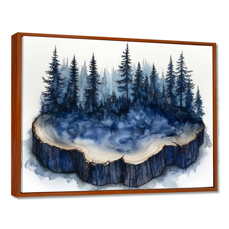 Forêt d'hiver sur bois, diapositive Harmony III - forêt, art mural, H 34 po x l 44 po, Floater Framed, Brun