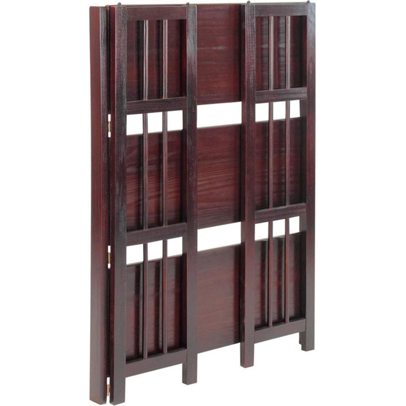 Bibliothèque étagère en bois massif H 38 "x l 27,5" Saruf, Espresso, (3 tablettes) H 38 po x l 27,5 po x P 11,5 po