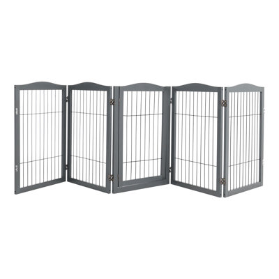 Grey 5-Panel Folding Pet Playpen