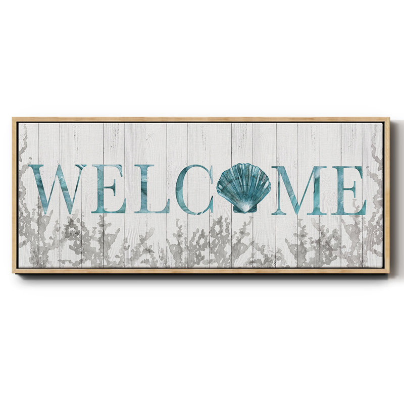 Welcome Shell- Framed Canvas, 20" H x 50" W