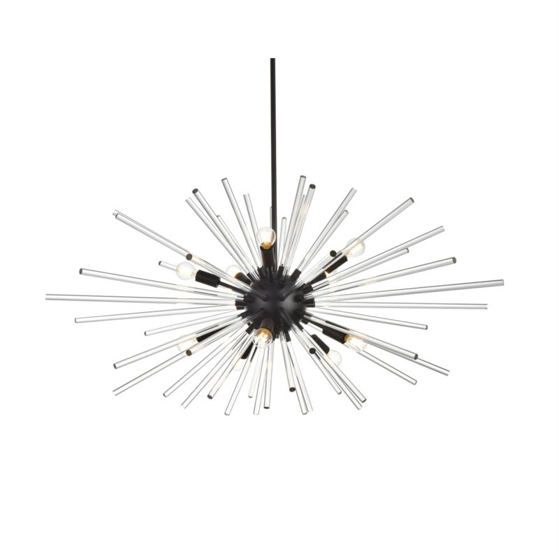 Luminaire suspendu unique à 10 lumières Francene, Noir