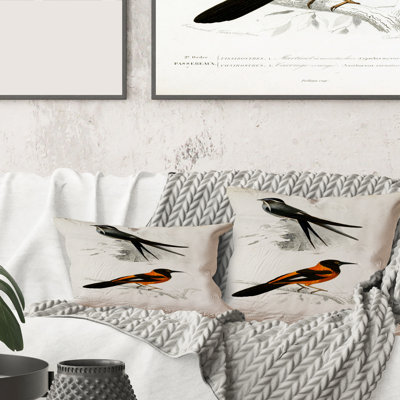 Oiseau rétro II - coussin traditionnel imprimé