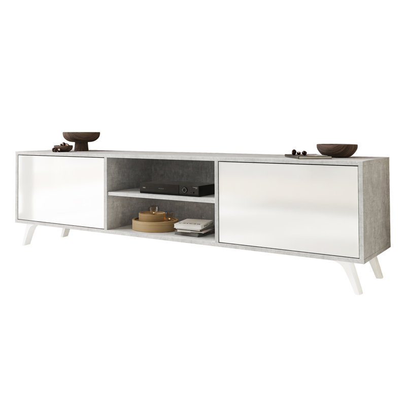 Alfie-James TV Stand for TVs up to 78", Concrete/White