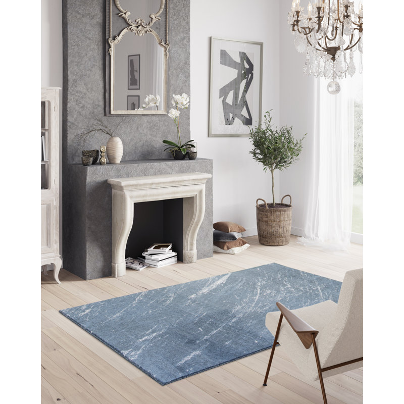 Ivar Soft Low Pile Grey/Blue Rug, Rectangle 120 x 170cm