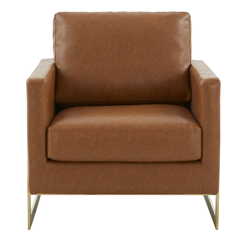 Chaise d'appoint Lincoln, Brun clair cognac, Doré