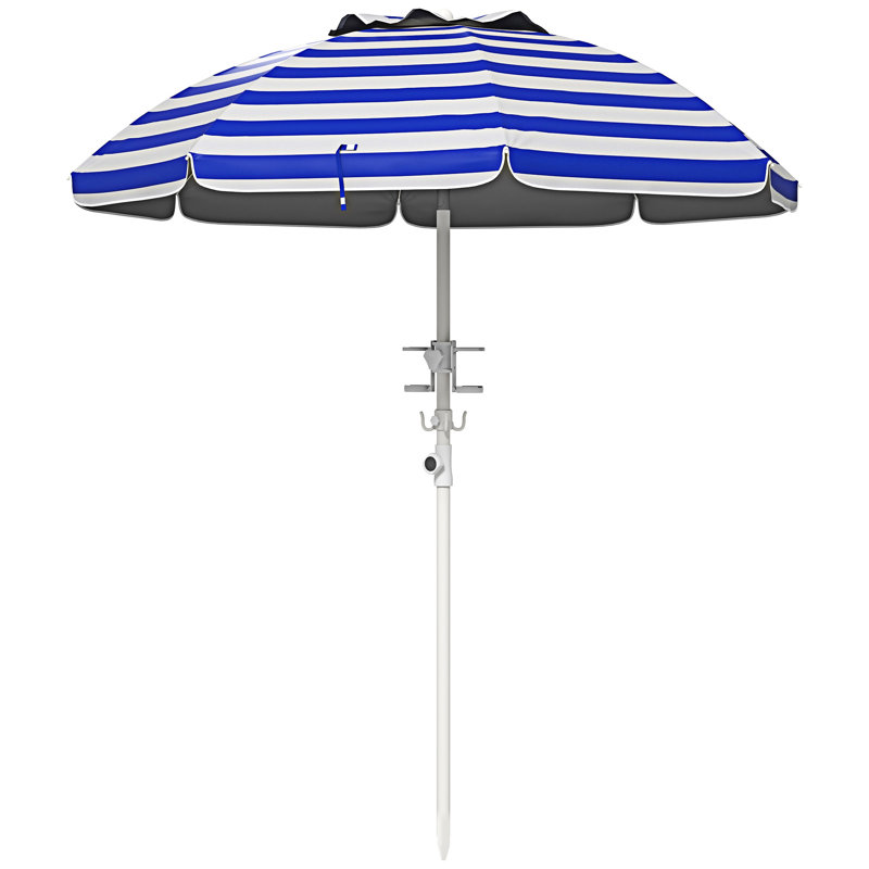 Parasol portatif à inclinaison réglable en hauteur Outsunny, Rayures bleues