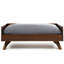 Chien en bois massif, raffinement Mid-Century, structure, coussin gris foncé, eau, lit de 17,36 po x 29,08 po, Essence, couleur chêne, 10,81 po